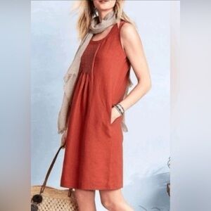 Garnet Hill Orange French linen Shift dress 14